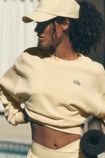 Alo Cropped Accolade Crewneck Color candlelight yellow SIZE S BRAND NEW ORG 128 