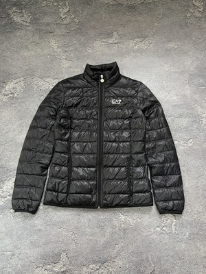 EA7 Emporio Armani Womens Down Jacket Black Puffer Light Packable Padded Coat