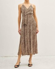 Be Cool Leopard Print Midi Mock-Wrap Dress Size M