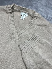 Vintage L.L. Bean Sweater Mens XXL Beige Fisherman V-Neck Cotton Knit Canada 90s
