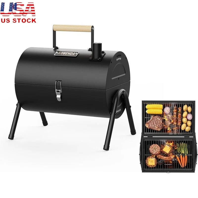 Portable Charcoal Grill Outdoor BBQ Smoker Compact Double-Sided Easy to Clean US