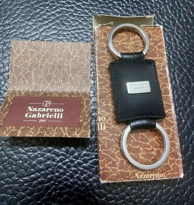 Vintage Nazarene Gabrielli Double Ring Fabric and Leather Keychain - New