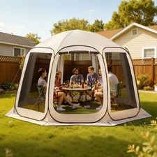 Uimoso Pop Up Screen House Tent 12' x 11' Gazebo Camping Mesh Tent 10-12 People