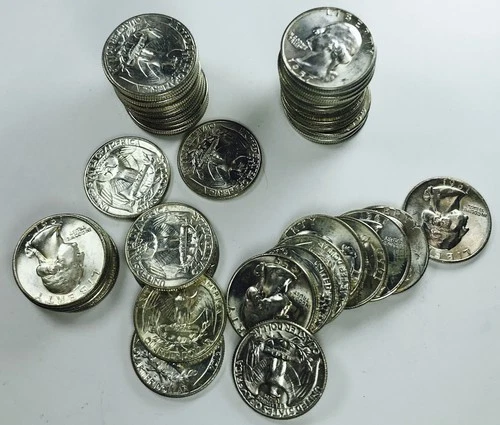 MIXED DATE WASHINGTON QUARTER LOT! 55 TOTAL PIECES! GEM BU+++! WOW! NR #P1825