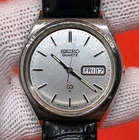 VTG Seiko 7546-8049 Day Date Silver Stainless Steel New Battery Japan