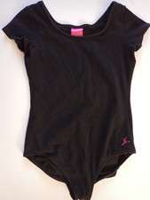 Capezio Girls Leotard Size Large Black Classic Short Sleeve Dance Pre-owned
