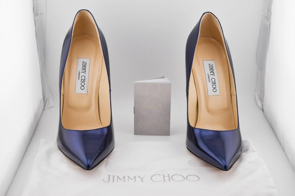 Jimmy choo anouk zapatos de salón de charol azul metálico IT 40.5 US 10.5 NUEVO EN CAJA Foto 2 de 4