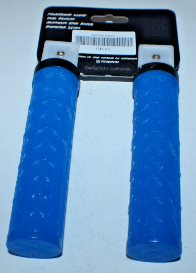 SUPACAZ Grizips Lock-on Bicycle Handlebar Grips Blue 133mm 22.2/32mm MTB Hybrid - Image 4 of 4