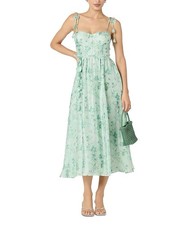 ASTR The Label Halcyon Floral Midi Dress M Green NWT Sweetheart Tie Strap