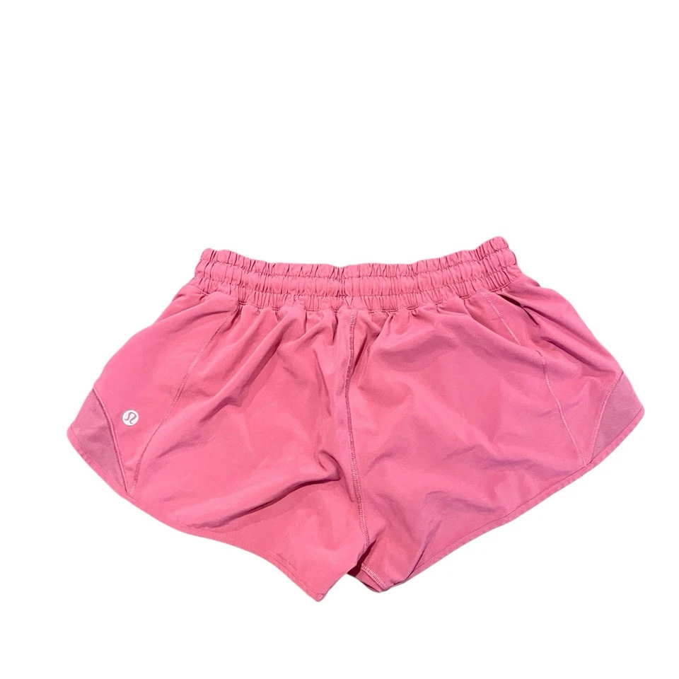 Pantalones Cortos Lululemon Hotty Hot II 2.5" Para Mujer 6 Rosa Cremallera Bolsillo Elástico Forrado Foto 3 de 4