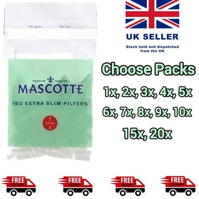 Mascotte Extra Slim Filter Tips (150 im Beutel) 5,3 mm Zigarette Premium Qualität UK