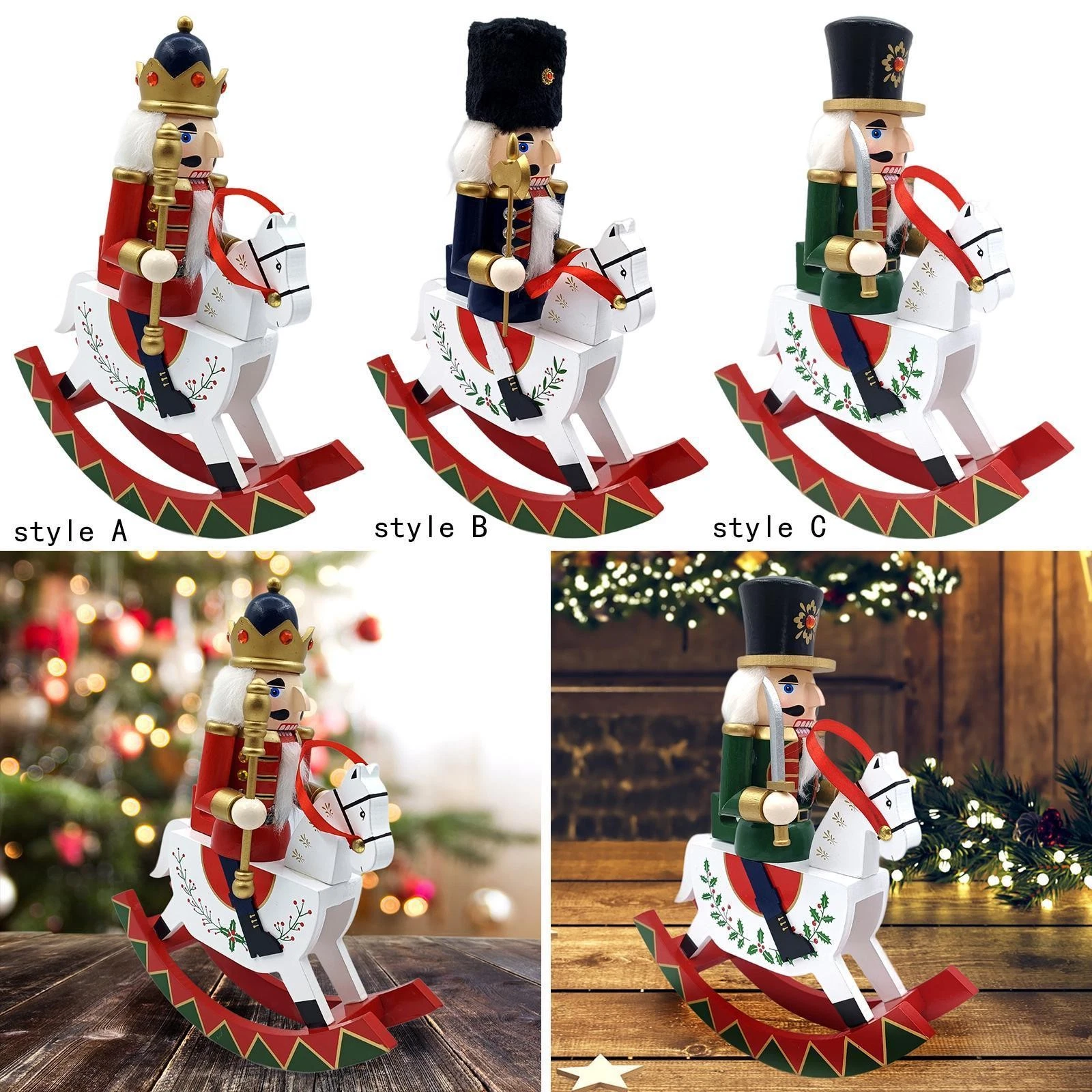 Wooden Nutcracker Ornament Wooden Rocking Horse Desk Decoration Statue Figurine
Opens in a new windo