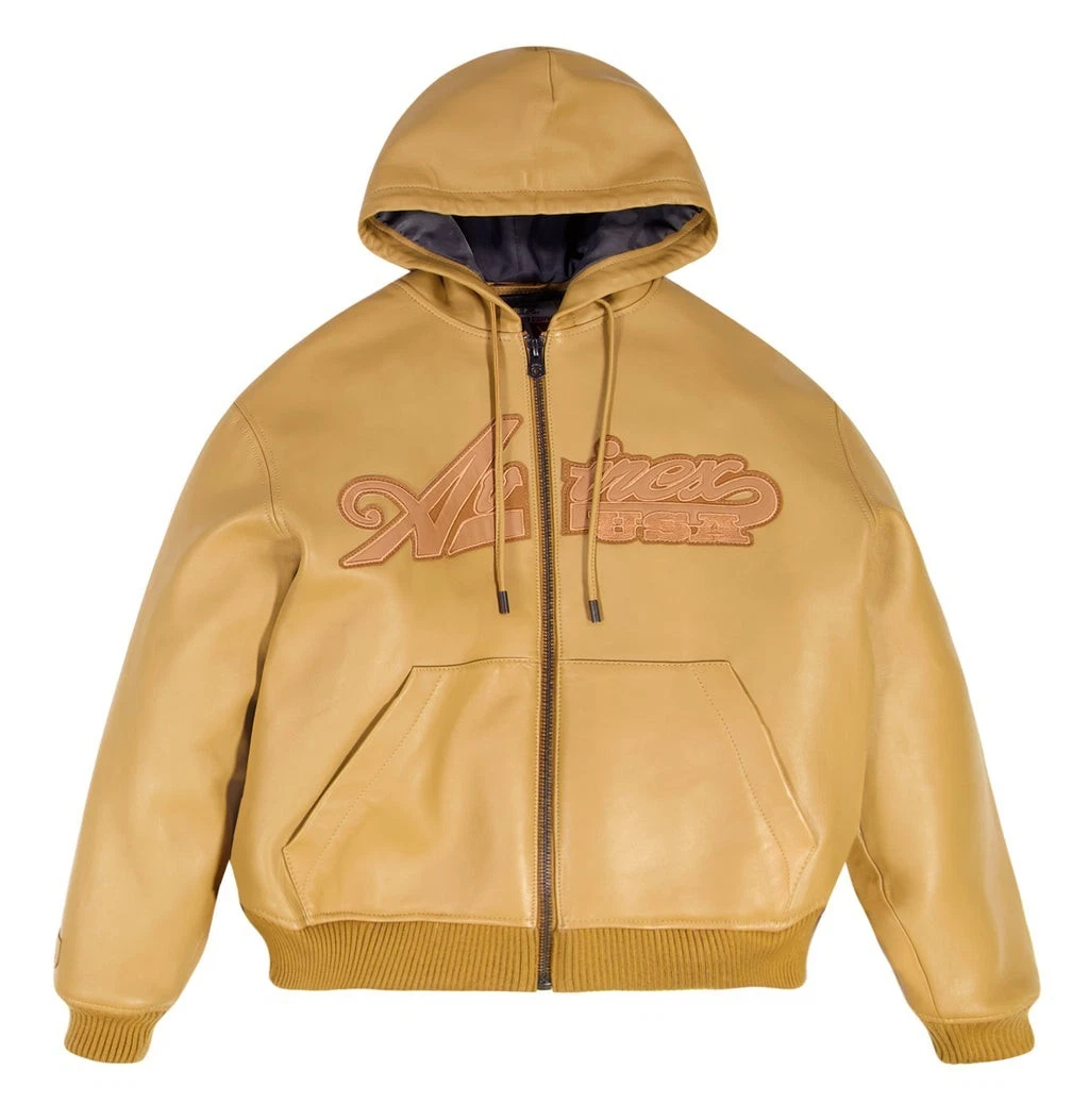 Avirex Script Nappa Leather Hoodie Men’s Genuine Cowhide Pullover Jacket
Opens in a new window or ta