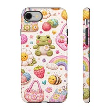 Kawaii Pastel Cute Icons phone case Frog, Bee, Rainbow, Flowers
