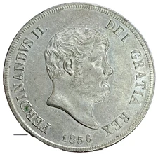 NAPLES Ferdinand II of Bourbon, 1830-1859. 120 Grain Plate 1856. Ag Spl/Fdc