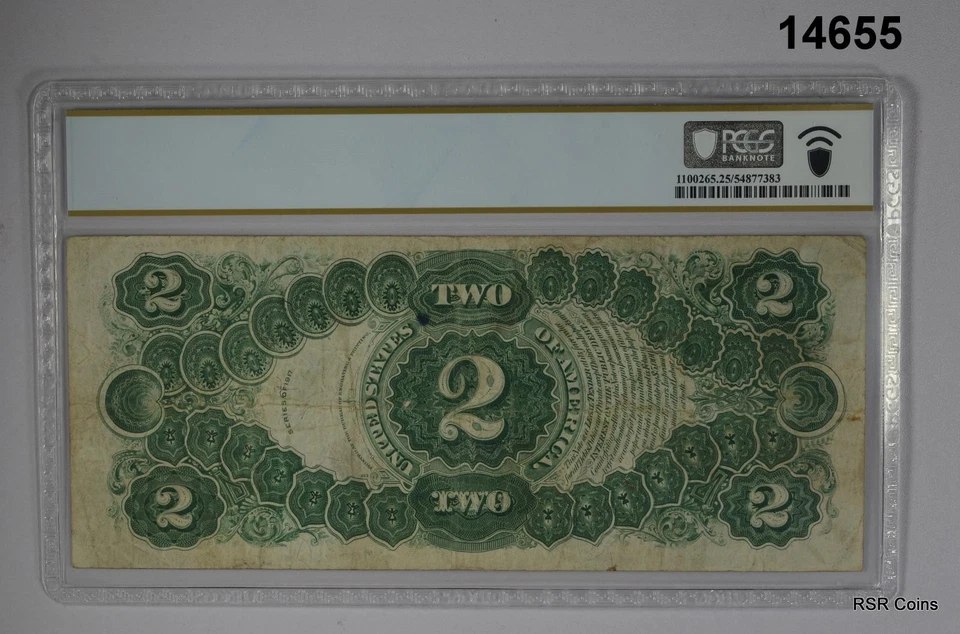 $2 1917 US NOTE LEGAL TENDER #60 PCGS CERTIFIED 25 VF NO PROBLEMS! #14655 - Image 2 of 2