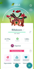 Pokémon Go RILLABOOM GigantaMax - RILLABOOM GigaMax Trade (No Shiny)🔥💞⭐️