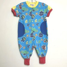 VTG Gymboree Romper Rainbow Tag All Over Print Fish Undersea Newborn