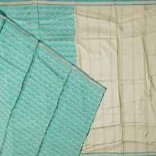 Namaste Vintage Blue Sarees 100% Pure Silk Floral Printed Sari 5YD Craft Fabric