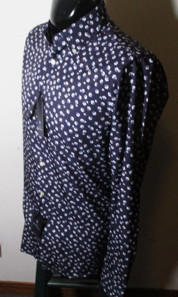 BEN SHERMAN синий эластичной «Slim Fit» платье рубашка размер 14/14.5/32-33 новый с Ярлыками - Изображение 4 из 4