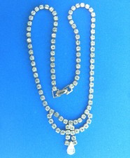 Vintage Clear Crystal Rhinestone Necklace Choker 1X14.75"