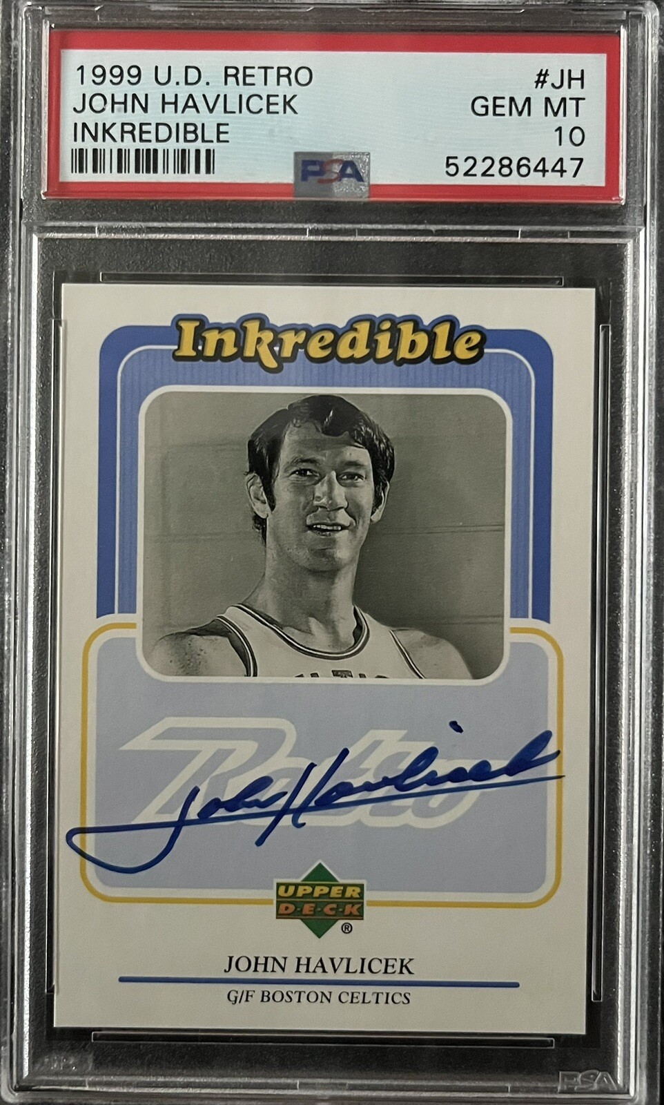 1999 Upper Deck Retro Inkredible #JH John Havlicek On Card Auto PSA 10 GEM MINT