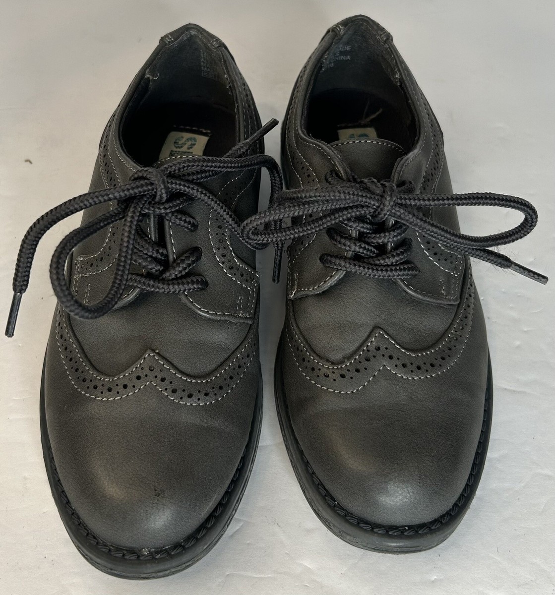 Scott David Jude 12M Gray Preowned Oxford Dress Shoes Leather Lace