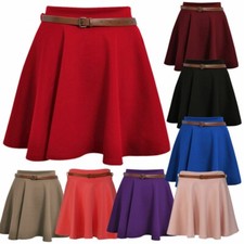 Women's skater skirt plus size flared plain elastic waist ladies short size 8-22