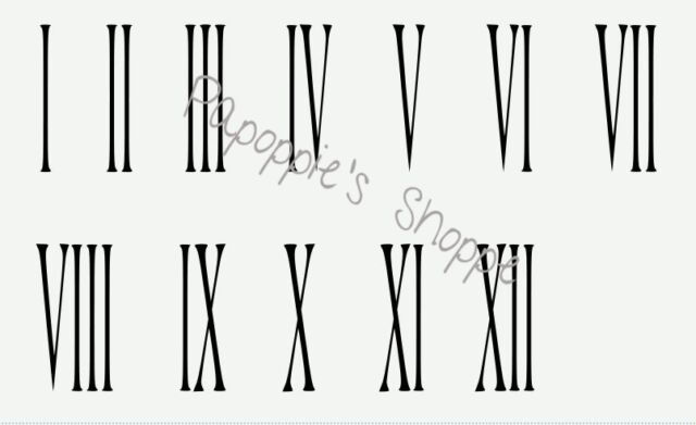Stencils Roman Numerals 1-12 Skinny 5 Inch Tall DIY Clock Vintage Numbers School