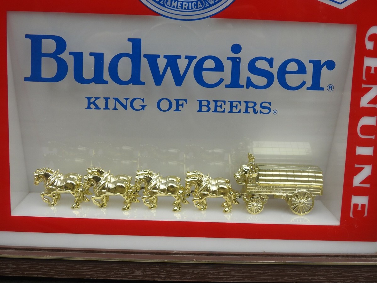 Vintage BUDWEISER King of Beers Clydesdale & wagon sign light | eBay