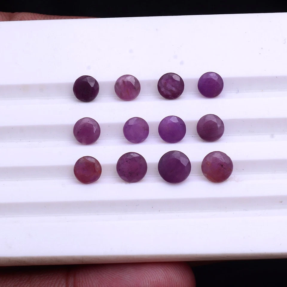 12 Pcs Natural Ruby Red Round Faceted Cut 5.11mm-6.28mm Untreated Gemstones Lot - Image 4 of 4