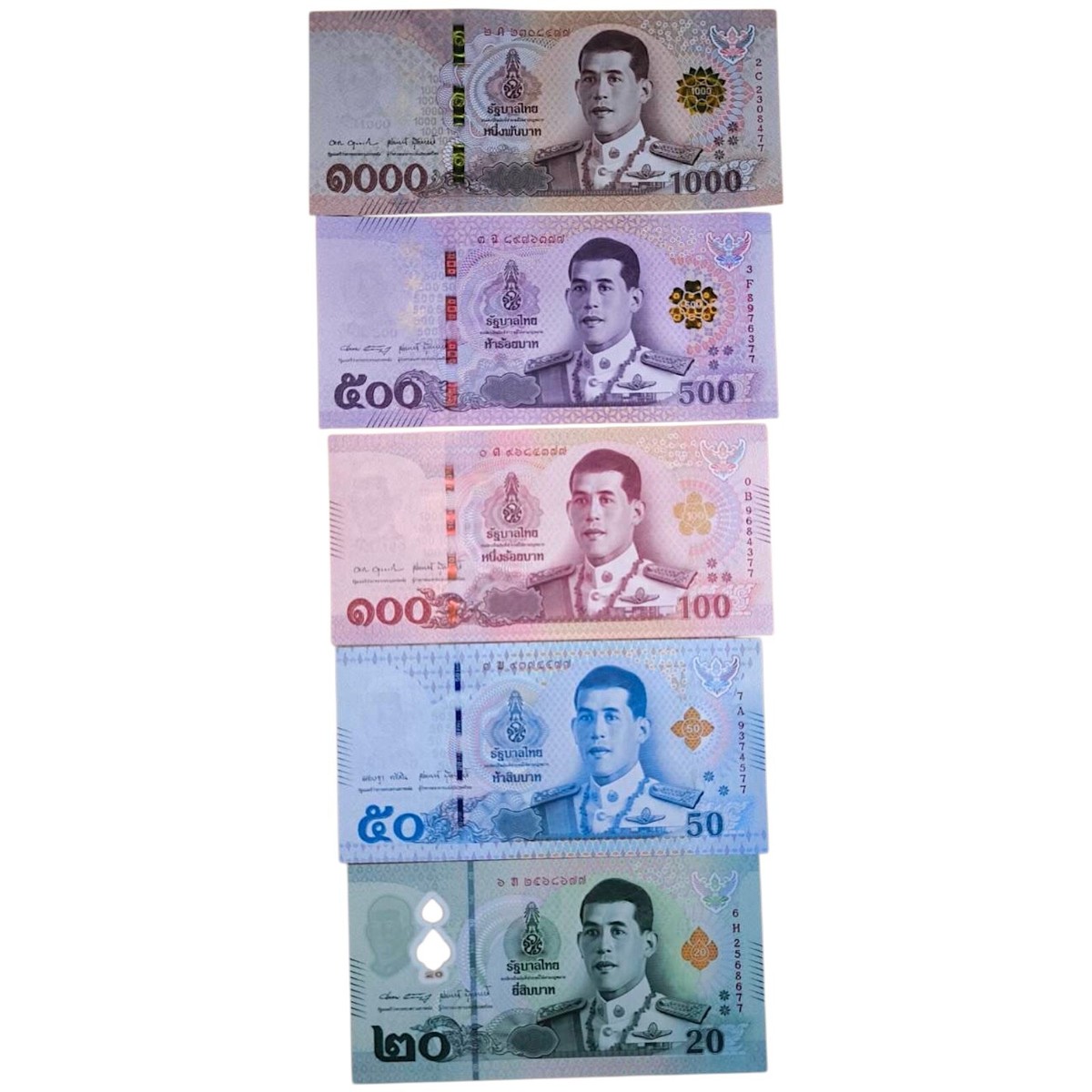 Set 5 Thailand UNC 20 50 100 500 1000 Baht P136 137 138 139 142 Lucky No 77  End | eBay
