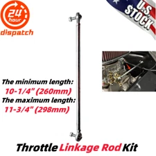 Universal Adjustable Length Throttle Linkage Rod Kit W/Nuts -up to 11-3/4" long