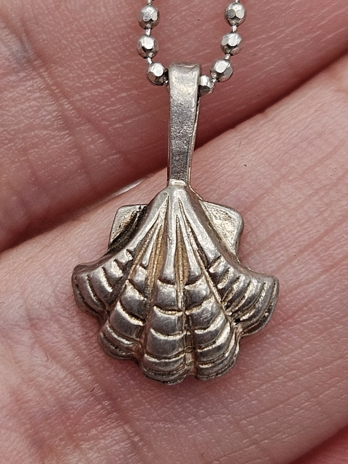 Vintage Sterling Silver Seashell Tiny Pendant Nec… - image 6