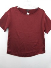 Banana Republic XS Mulled Cranberry Red Relaxed Washed Satin Top NWT 656927