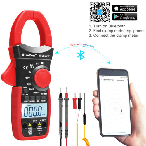 Digital Multimeter Clamp Meter 6000 Counts AC/DC Volt Amp Ohm Temperature Tester - Picture 1 of 12