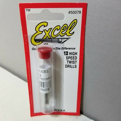 Excel 50078 #78 High Speed Carbon Twist Drill Bit pk 12 Models Cars Planes Tanks