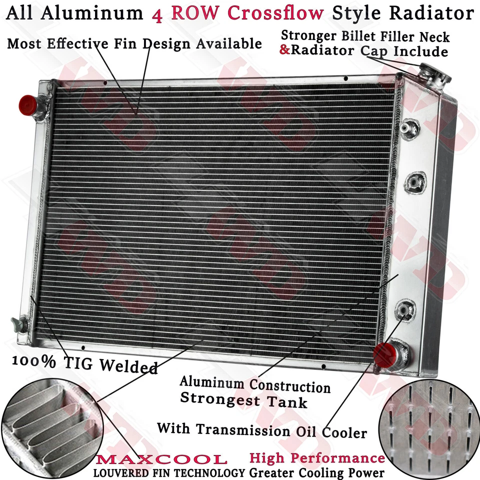 Radiador de 4 filas para camioneta Chevy C10 C20 C30 K10 K20 GMC C1500 C2500 1973-87 7,4 L Foto 2 de 4