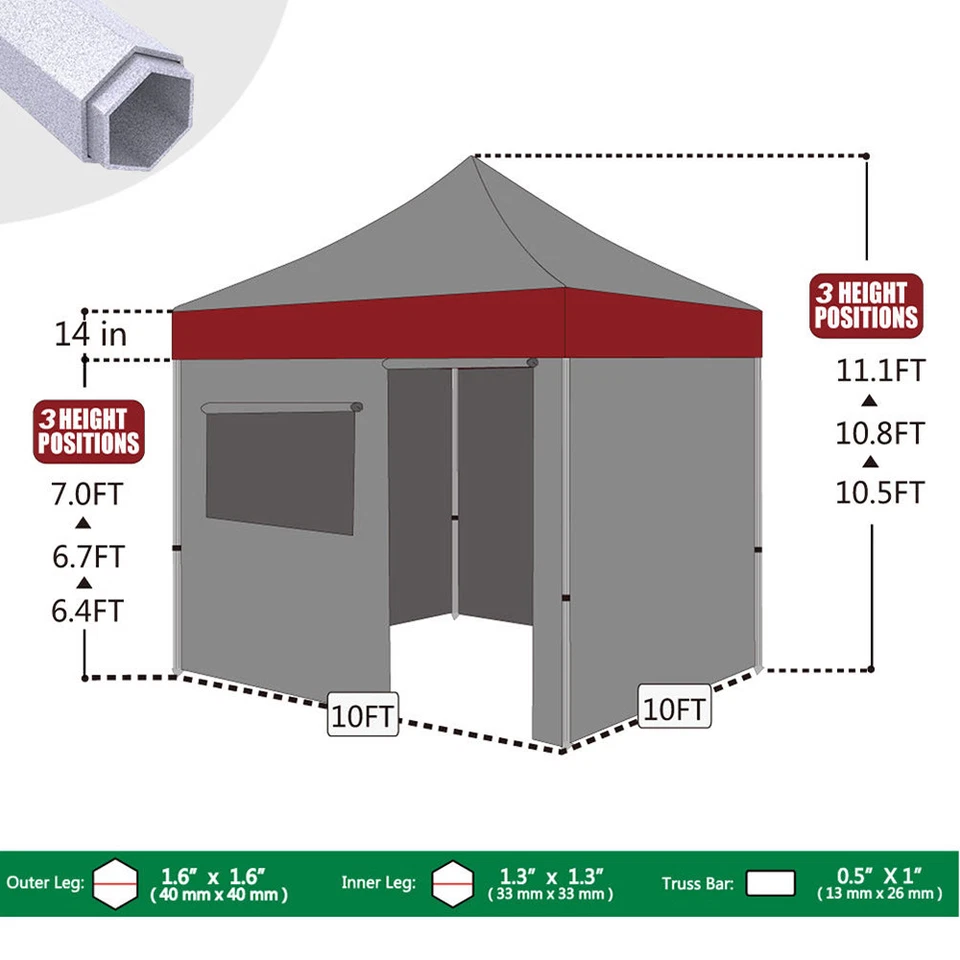 Eurmax USA Premium 10'x10' Ez Pop-up Canopy Tent with Removable Sidewalls - Image 3 of 4