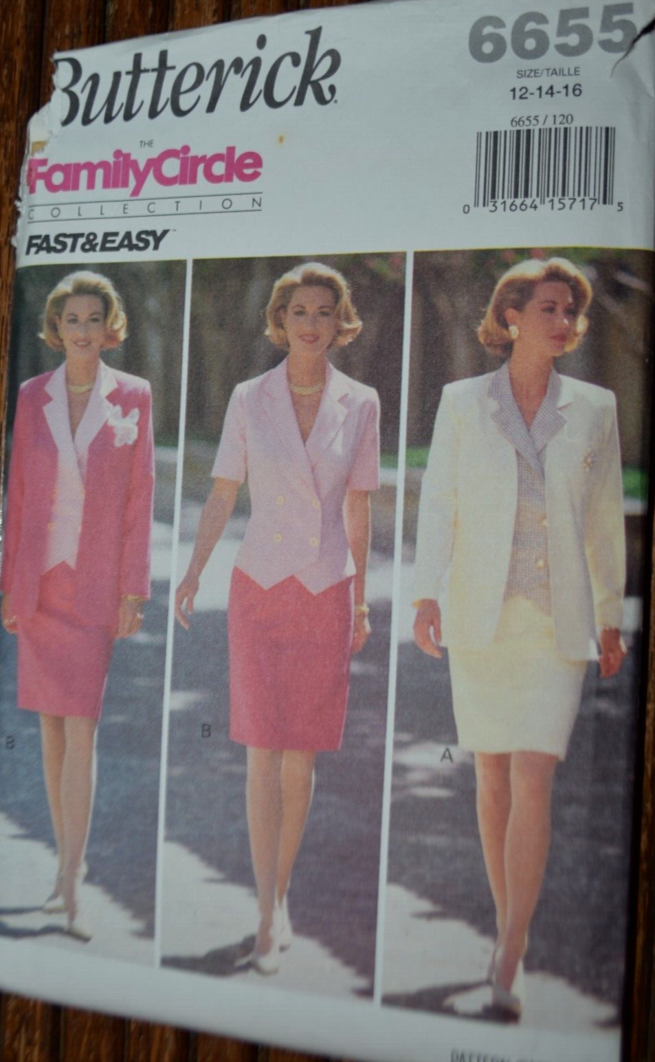 6655 Butterick Pattern Misses Loose Fitting Jacket Top Skirt Sz 12 14 ...