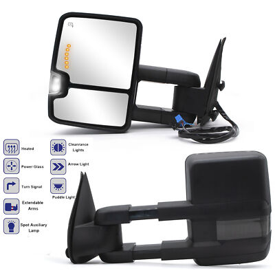Pair Tow Mirrors Power Heated Signal Light Fits 03-06 Chevrolet Tahoe Suburban