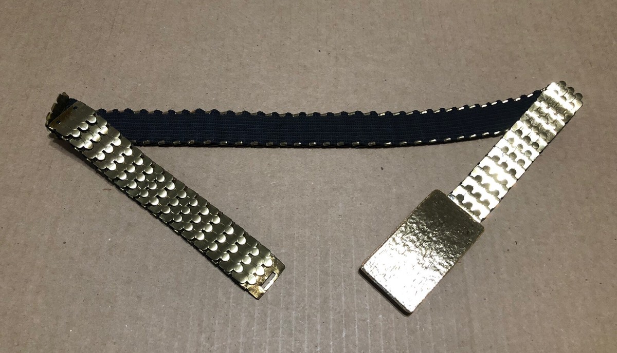 Vintage 1950s-60s Gold Tone Scale Belt - Elastic Stretch  display picture 1