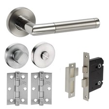 Stainless Steel Internal Door Handle Pack - Duo Satin/Polished Bathroom Handles