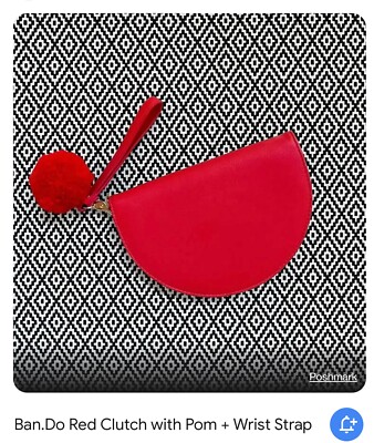 Bando Red Party Clutch Bag with Pom and wrist strap | eBay