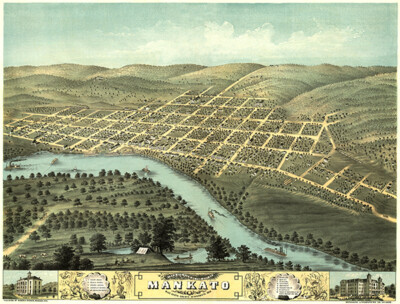 Mankato, Minnesota - 1870 - Aerial Bird's Eye View Map