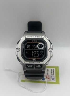 Unisex Casio Digital Sports Lap Memory Black Strap Wristwatch WS-1400H-1BVDF
