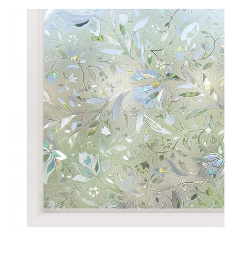 3D Static Glass Films Window Privacy Film Decorative Flower Sticker Anti-uv Peel - Picture 2 of 8