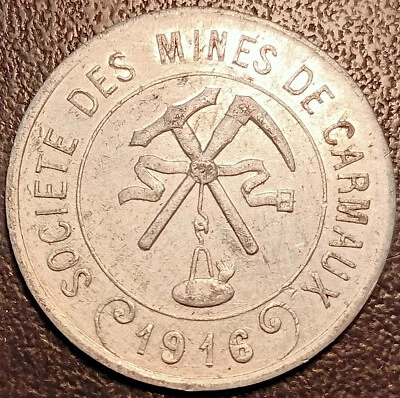 Monnaie de nécessité - Mines de Carmaux 5 centimes 1916 TTB+ ! El.10.1 p.71 - Photo 1/2