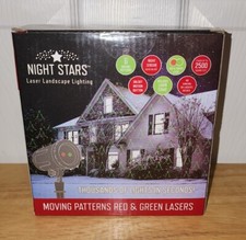 Night Stars Holiday Lights 6 Pattern Red Green Laser Projector Christmas NIB X2