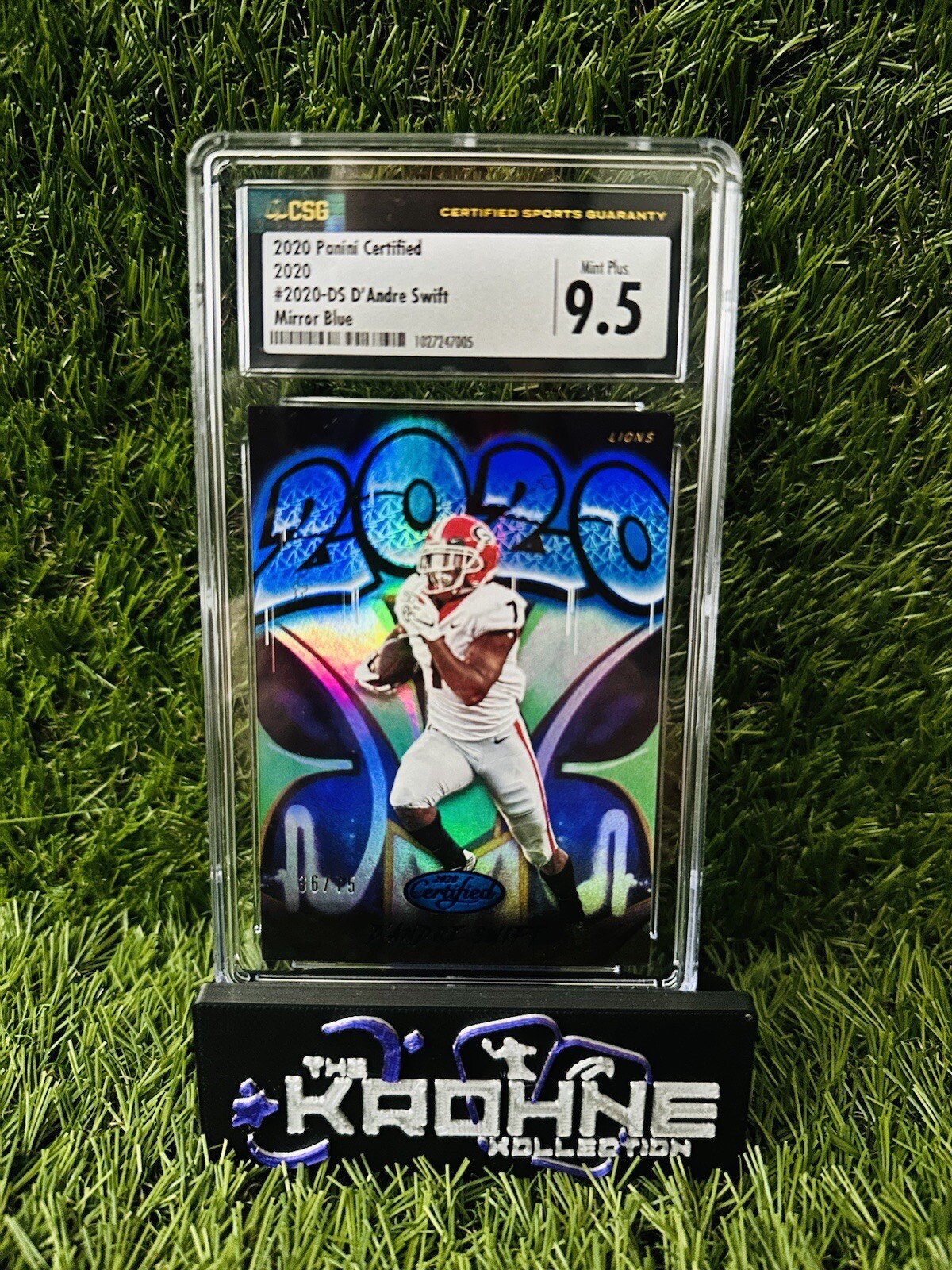 2020 Panini Certified D'Andre Swift Mirror Blue RC /75 #2020-DS CGS 9.5